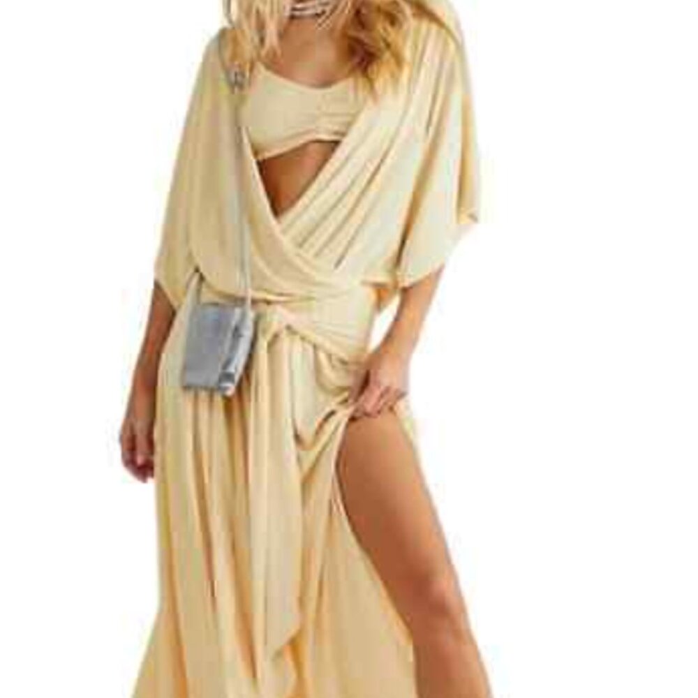 Free People Kuaia Dress, pale yellow, size S